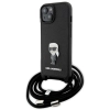Karl Lagerfeld Crossbody Saffiano Monogram Ikonik Metal Pin - Etui iPhone 15 (czarny)