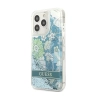 Guess Liquid Glitter Flower - Etui iPhone 13 Pro (niebieski/zielony)