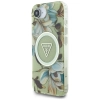 Guess IML Metal Glitter Flowers Triangle MagSafe - Etui do iPhone 16e (zielony)