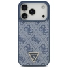 Guess Leather 4G Triangle Strass MagSafe - Etui iPhone 17 Pro (niebieski)