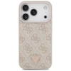 Guess Leather 4G Triangle Strass MagSafe - Etui iPhone 17 Pro (różowy)
