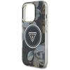Guess Glitter Flowers Triangle Buttons MagSafe - Etui do iPhone 16 Pro (czarny)