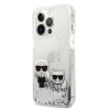 Karl Lagerfeld Liquid Glitter Karl & Choupette - Etui iPhone 13 Pro (srebrny)