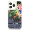 Guess Liquid Glitter Flower - Etui iPhone 13 Pro (niebieski)