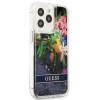 Guess Liquid Glitter Flower - Etui iPhone 13 Pro (niebieski)