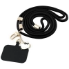 Hello Kitty Patch & Kitty Head Charm - Uniwersalny pasek / smyczka do telefonu (czarny)