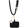 Hello Kitty Patch & Kitty Head Charm - Uniwersalny pasek / smyczka do telefonu (czarny)