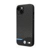 BMW Leather Carbon Blue Line  - Etui iPhone 14 Plus (Czarny)