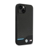 BMW Leather Carbon Blue Line  - Etui iPhone 14 Plus (Czarny)