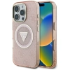 Guess IML Metal Glitter 4G Circle Triangle MagSafe - Etui do iPhone 16 Pro Max (różowy)