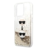 Karl Lagerfeld Liquid Glitter Karl & Choupette Head - Etui iPhone 13 Pro Max (złoty)