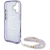 Guess Palm Trees Triangle Pearl Strap MagSafe - Etui do iPhone 16 (fioletowy)