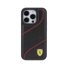 Ferrari Perforated Waves Metal Logo - Etui iPhone 15 Pro (czarny)