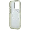 Guess Glitter Flowers Triangle Buttons MagSafe - Etui do iPhone 16 Pro (zielony)