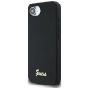 Guess Silicone Script Metal Logo MagSafe - Etui do iPhone 16e (czarny)