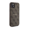 Guess 4G Collection Leather Metal Logo MagSafe - Etui iPhone 15 / 14 / 13 (brązowy)