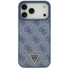 Guess Leather 4G Triangle Strass MagSafe - Etui iPhone 17 Pro Max (niebieski)