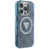 Guess IML Metal Glitter 4G Circle Triangle MagSafe - Etui do iPhone 16 Pro (niebieski)