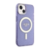 Guess Glitter Gold MagSafe - Etui iPhone 14 (Purpurowy)