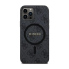 Guess 4G Collection Leather Metal Logo MagSafe - Etui iPhone 12 / iPhone 12 Pro (czarny)