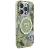 Guess Glitter Flowers Triangle Buttons MagSafe - Etui do iPhone 16 Pro (zielony)