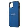 Guess Saffiano Metal Logo Stripes - Etui iPhone 13 mini (niebieski)