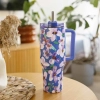 Quokka Stream - Kubek termiczny ze stali nierdzewnej 1200 ml ze słomką (Flower Dusk)