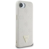 Guess Grained Hot Stamp Peony Triangle Logo MagSafe - Etui do iPhone 16e (beżowy)