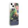 Guess Liquid Glitter Flower - Etui iPhone 14 Plus (niebieski)