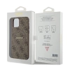 Guess 4G Collection Leather Metal Logo MagSafe - Etui iPhone 12 / iPhone 12 Pro (brązowy)