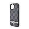 DKNY Leather Checkered Mono Pattern & Printed Stripes - Etui iPhone 14 / 15 / 13 (czarny)