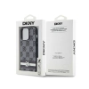 DKNY Leather Checkered Mono Pattern & Printed Stripes - Etui iPhone 14 Pro (czarny)