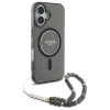 Guess IML Glitter With Pearl Strap MagSafe - Etui iPhone 16 (czarny)