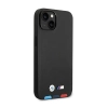 BMW Leather Hot Stamp Tricolor MagSafe - Etui iPhone 14 (Czarny)