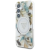 Guess Glitter Flowers Triangle Buttons MagSafe - Etui do Samsung Galaxy S25 (biały)