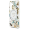 Guess Glitter Flowers Triangle Buttons MagSafe - Etui do Samsung Galaxy S25 (biały)
