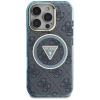 Guess IML Metal Glitter 4G Circle Triangle MagSafe - Etui do iPhone 16 Pro (niebieski)