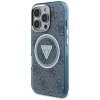 Guess IML Metal Glitter 4G Circle Triangle MagSafe - Etui do iPhone 16 Pro Max (niebieski)