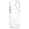 Guess Glitter Flowers Triangle Buttons MagSafe - Etui do iPhone 16 (biały)