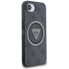 Guess IML Metal Glitter 4G Circle Triangle MagSafe - Etui do iPhone 16e (czarny)