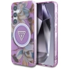 Guess Glitter Flowers Triangle Buttons MagSafe - Etui do Samsung Galaxy S25 (fioletowy)
