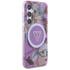 Guess Glitter Flowers Triangle Buttons MagSafe - Etui do Samsung Galaxy S25 (fioletowy)