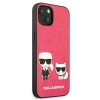 Karl Lagerfeld PU Leather Karl & Choupette Embossed - Etui iPhone 13 Mini (fuksja)