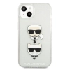 Karl Lagerfeld Glitter Karl & Choupette Head - Etui iPhone 13 mini (srebrny)