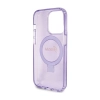 Guess Ring Stand Script Glitter MagSafe - Etui iPhone 15 Pro (fioletowy)