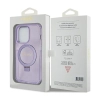 Guess Ring Stand Script Glitter MagSafe - Etui iPhone 15 Pro (fioletowy)