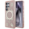 Guess 4G Background Gold Electroplated Peony Pattern MagSafe - Etui do Samsung Galaxy S25 Ultra (różowy)