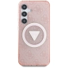 Guess 4G Glitter Triangle Buttons MagSafe - Etui do Samsung Galaxy S25 (różowy)