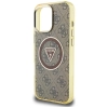 Guess IML Metal Glitter 4G Circle Triangle MagSafe - Etui do iPhone 16 Pro (brązowy)