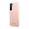 Guess Silicone Script Metal Logo - Etui Samsung Galaxy S23 (różowy)